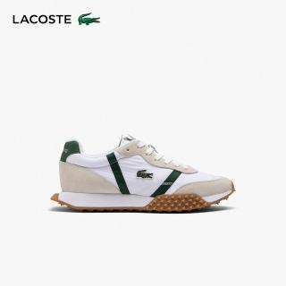 【LACOSTE】男鞋- L-Spin Evo 皮革休閒慢跑鞋(白色/墨綠配色)