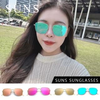 【SUNS】時尚方框太陽眼鏡 水銀鏡面細框設計 高品質中性駕駛墨鏡 com1.2(抗UV400/檢驗合格)