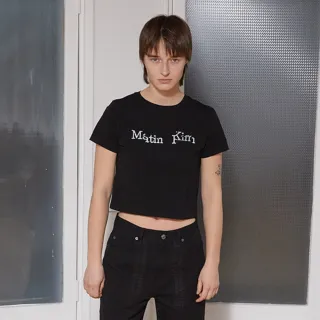 【MATIN KIM】解構LOGO短版上衣(黑色)