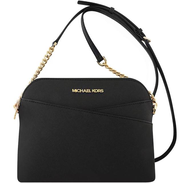 【Michael Kors】Jet Set Travel 防刮皮革鍊帶斜背包(黑色)