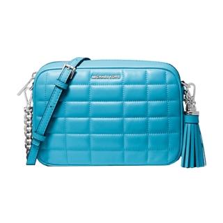 【Michael Kors】Jet Set系列藍綠色牛皮小香風流蘇裝飾斜背牛奶糖包(32R4SJ6M6L-SNTORINI BLU)
