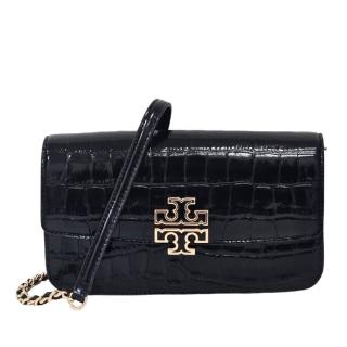 【TORY BURCH】新款TB Britten系列woc 鱷魚紋斜揹包(黑色/贈原廠紙袋防塵袋母親節送禮)