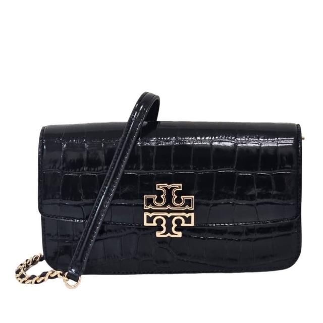 【TORY BURCH】新款TB Britten系列woc 鱷魚紋斜背包(黑色/贈原廠紙袋防塵袋母親節送禮)