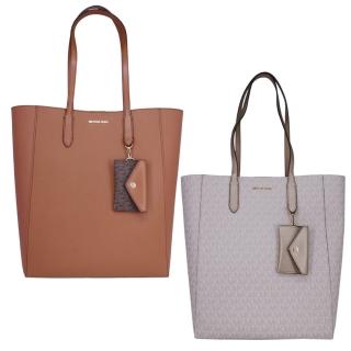 【Michael Kors】VINCENT系列 大款 金字LOGO 防刮皮革 托特包 / 手提包 / 肩揹包(字母白/焦糖棕)