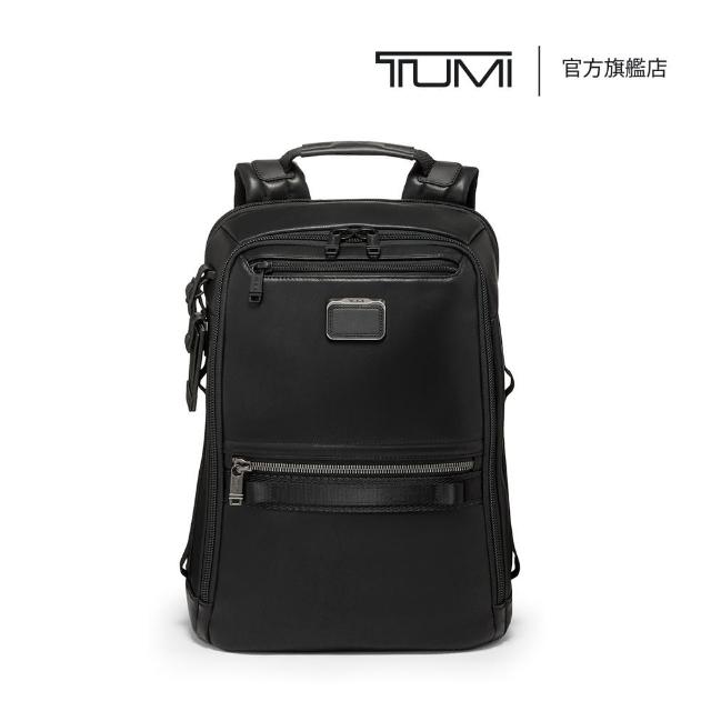 【TUMI】Alpha Bravo Dynamic 皮革商務休閒背包 - 黑色(TUMI 官方旗艦店)