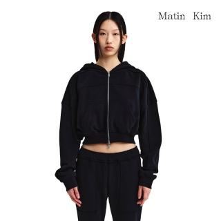 【MATIN KIM】造型剪裁短版連帽拉鍊外套(黑色)