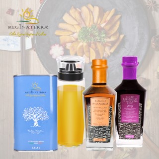 【REGINATERRA 王后之地】多入組‧義大利第一道冷壓初榨(橄欖油500ml+白色金標250ml+春天紫標250ml+玻璃瓶)