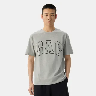 【GAP】男裝 Logo純棉印花圓領短袖T恤-淺灰色(725617)