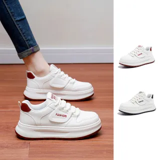 【J&H collection】純色學院風增高厚底老爹鞋 休閒鞋(卡其色 / 紅色 / 黑色)