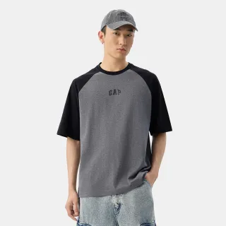 【GAP】男裝 Logo純棉印花圓領短袖T恤-黑色(725618)