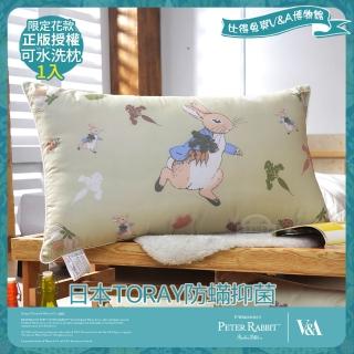 【PETER RABBIT 比得兔】比得兔與V&A博物館 日本TORAY防抑菌可水洗枕-豐盛季節(1入/臺灣製/抗菌枕/枕頭)