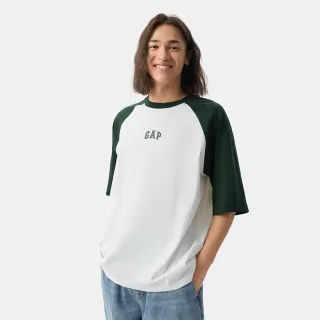 【GAP】男裝 Logo純棉印花圓領短袖T恤-松綠色(725618)