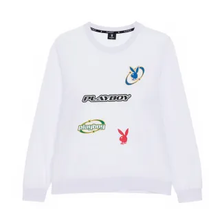 【PLAYBOY】潮酷字母印花圓領上衣(白色)