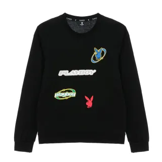 【PLAYBOY】潮酷字母印花圓領上衣(黑色)