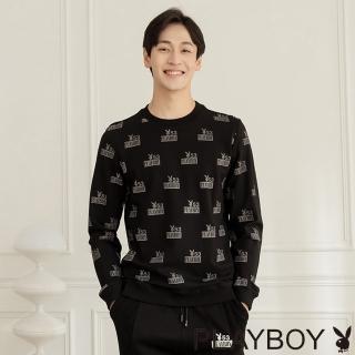【PLAYBOY】經典滿版反光印上衣(黑色)