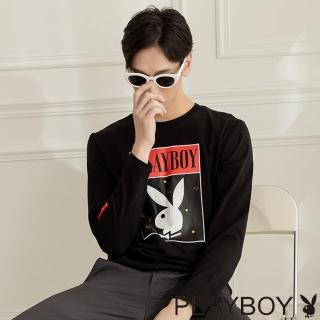 【PLAYBOY】經典滿版反光印上衣(黑色)