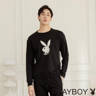 【PLAYBOY】經典拼接撞色圓領上衣(黑色)