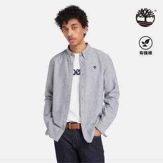 【Timberland 官方旗艦】男款深灰色牛津長袖襯衫(A2ARQB68)