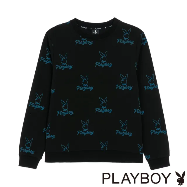 【PLAYBOY】漸變字母滿版印花TEE(黑色)