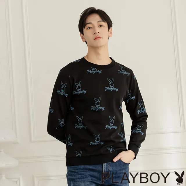 【PLAYBOY】漸變字母滿版印花TEE(黑色)