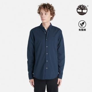 【Timberland 官方旗艦】男款深寶石藍府綢長袖襯衫(A2ERT433)