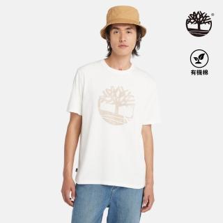 【Timberland 官方旗艦】男款灰白色LOGO短袖T恤(A42RFCR3)