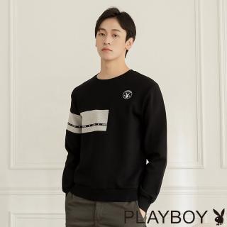 【PLAYBOY】不對稱色塊圓領上衣(黑色)