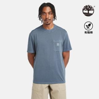 【Timberland 官方旗艦】男款深寶石藍口袋短袖T恤(A42N5433)