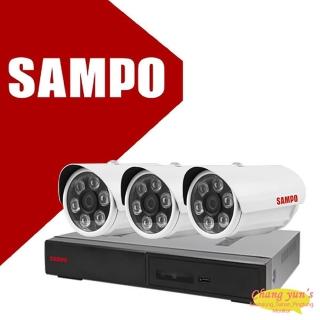 【SAMPO 聲寶】昌運監視器 監視器組合 4路3鏡 DR-TWEX3-4錄影主機 VK-TW2C66H 2百萬畫素槍型紅外線攝影機