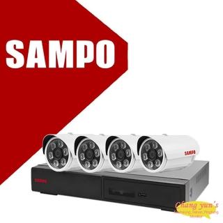 【SAMPO 聲寶】昌運監視器 4路4鏡組合 DR-TWEX3-4(DR-TWEX3-4 PRO)錄影主機 VK-TW2C66H 2百萬畫素攝影機