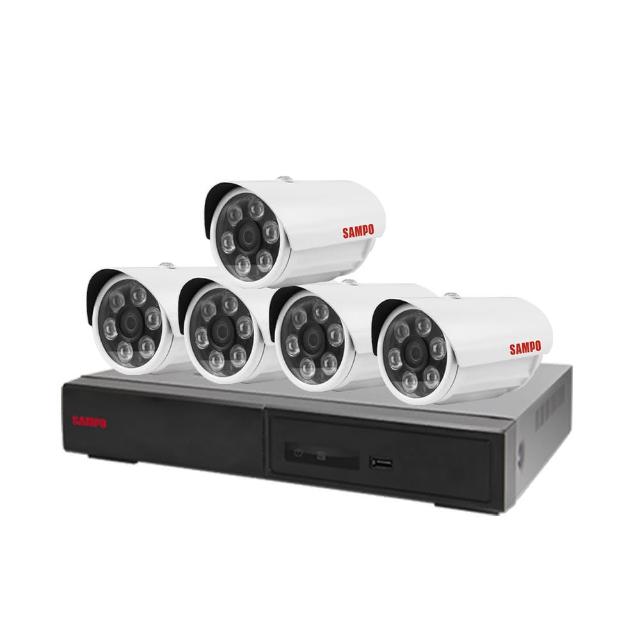 【SAMPO 聲寶】昌運監視器 監視器組合 8路5鏡 DR-TWEX3-8錄影主機 VK-TW2C66H 2百萬畫素槍型紅外線攝影機