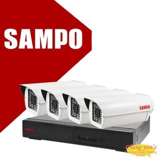 【SAMPO 聲寶】昌運監視器 4路4鏡組合 DR-TWEX3-4(DR-TWEX3-4 PRO)錄影主機 VK-TW2C98H 2百萬畫素攝影機