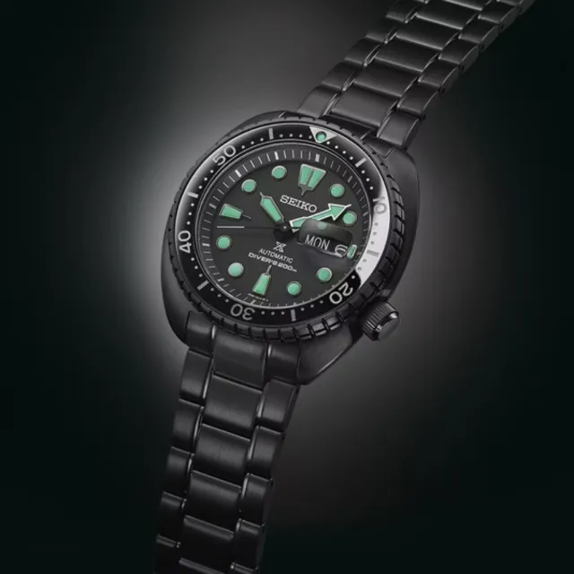 【SEIKO 精工】Prospex 黑潮夜視 200米海龜潛水機械錶-45mm(SRPK43K1/4R36-06Z0SD)