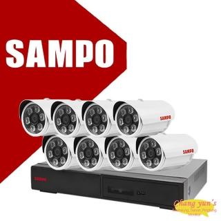 【SAMPO 聲寶】昌運監視器 監視器組合 8路8鏡 DR-TWEX3-8錄影主機 VK-TW2C66H 2百萬畫素槍型紅外線攝影機