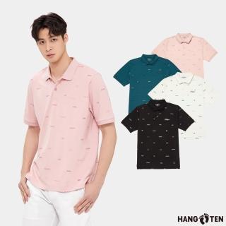 【Hang Ten】男裝-滿版印花短袖POLO衫(多色選)