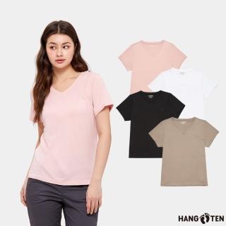 【Hang Ten】女裝-經典純棉V領腳丫短袖T恤(多色選)