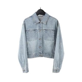 【米蘭精品】現貨+預購 牛仔外套單寧夾克(復古翻領短款經典女外套2色74kr38)