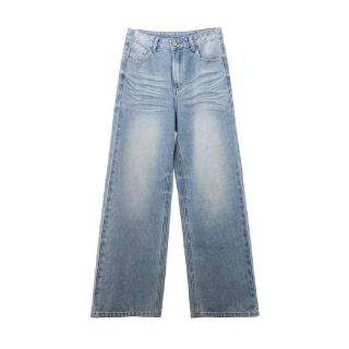 【米蘭精品】現貨+預購 牛仔褲休閒長褲(復古直筒寬管丹寧女褲子74kr16)