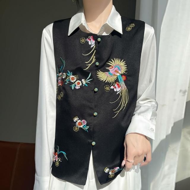 【巴黎精品】現貨+預購 新中式 唐裝背心緞面絲質外套(重工刺繡馬甲中國風女外套3色a1iz93)