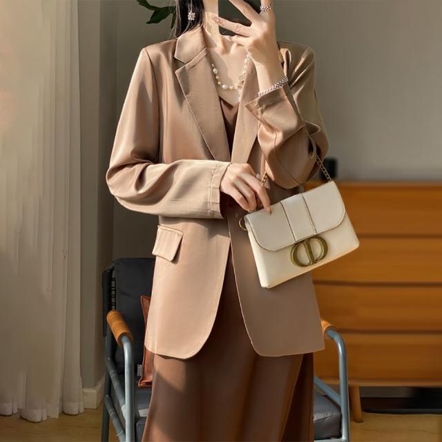 【巴黎精品】現貨+預購 緞面西裝絲質西服外套(春夏絲質通勤純色女外套7色a1iz111)