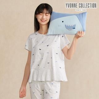 【YVONNE 以旺傢飾】鯊魚方形抱枕-海島藍(30x45公分)