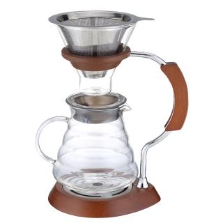 【Glass King】GK-512/不鏽鋼濾網原木手沖組/600ml(咖啡手沖壺)