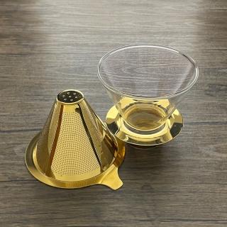 【Glass King】GK-508G/多功能咖啡濾器/鈦金/1～4杯/臺灣製造(咖啡濾器/手沖咖啡壺/咖啡上壺/不鏽鋼濾網)