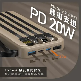 【台隆手創館】KINYO超能充自帶線行動電源10000mAh(KPB-2530)