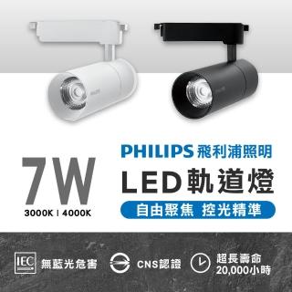 【Philips 飛利浦】2入組 7W LED軌道燈 ST033T 軌道投射燈(專業光學透鏡設計 控光精準)