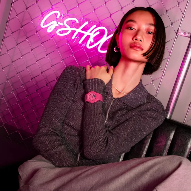 【CASIO 卡西歐】G-SHOCK 單色活力粉紅 八角雙顯手錶 -40.2mm粉紅(GMA-P2100PP-4A)