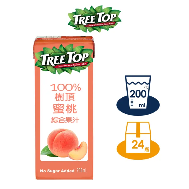 【Tree Top 樹頂】100%水蜜桃綜合果汁 200mlx1箱(共24入)