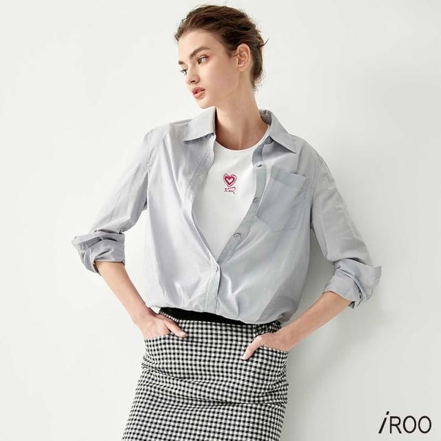 【iROO】假兩件式單品襯衫