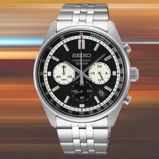 【SEIKO 精工】賽車設計款三眼計時碼錶石英男錶 黑 41mm 現貨(SSB429P1.8T63-00W0D)