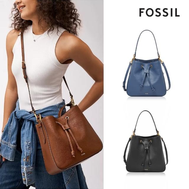 【FOSSIL 官方旗艦館】Tessa 真皮束口大水桶包(多色可選)